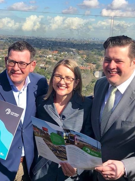 Fowles with Jacinta Allan and Daniel Andrews.