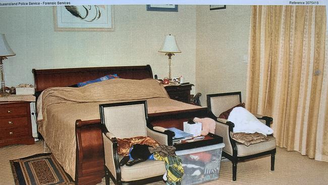 Novy Chardon’s bedroom. Novy Chardon was killed by her husband, Gold Coast millionaire businessman John Chardon, he was found guilty of her manslaughter.