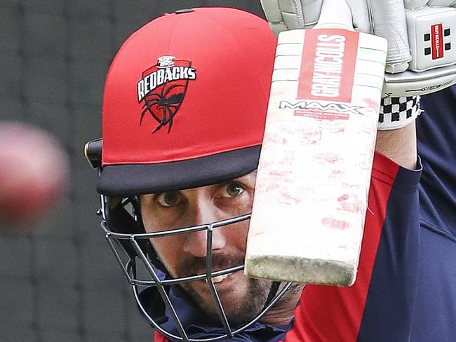 CRICKET - REDBACKS TRAINING - at Adelaide Oval. Tom Cooper in the nets Picture SARAH REED