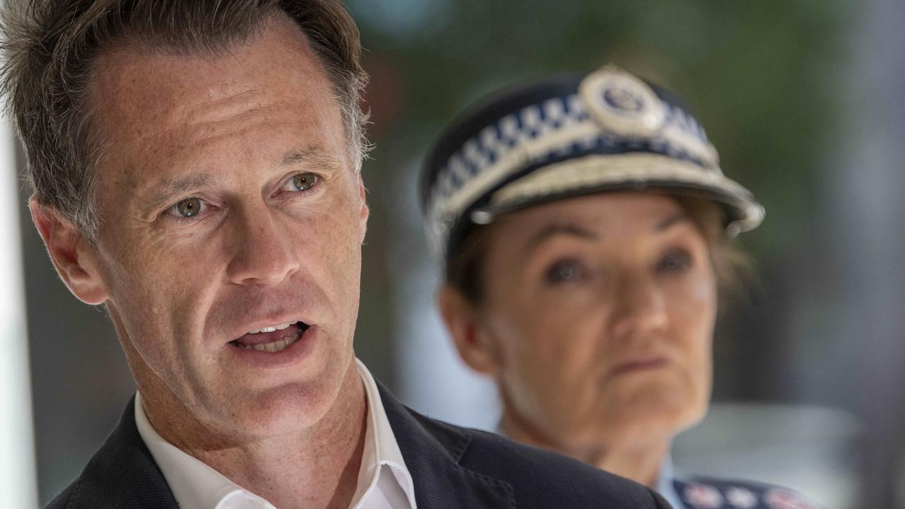 NSW Premier Chris Minns with NSW Police Commissioner Karen Webb. Picture: NewsWire / Simon Bullard.