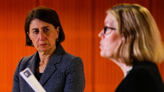 Gladys Berejiklian and Kerry Chant in Sydney on Wednesday. Picture: Gaye Gerard