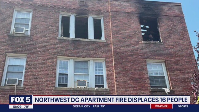 Northwest DC apartment fire displaces 16 people