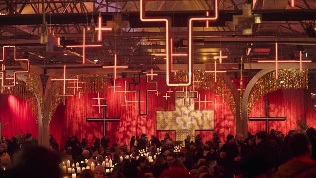 Inside Winter Feast at Princes Wharf, Hobart during Dark Mofo 2022, the annual winter art and music festival. Picture: Jesse Hunniford / Dark Mofo