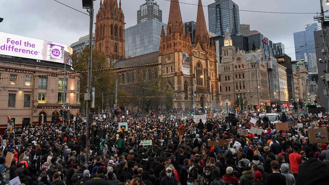 A Black Lives Matter protest in Melbourne. Picture: AFP