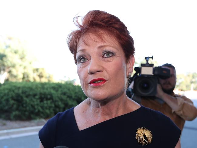 Senator Pauline Hanson  arriving at Parliament House in Canberra. Picture Kym Smith