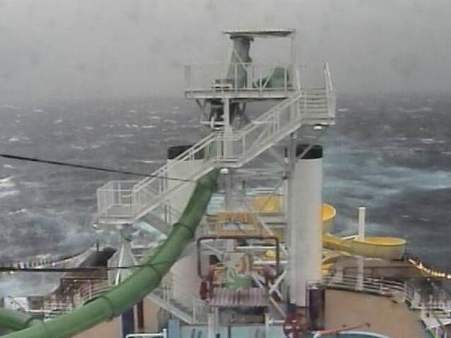 A view from on-board the Carnival Spirit which is unable to enter Sydney Harbour.