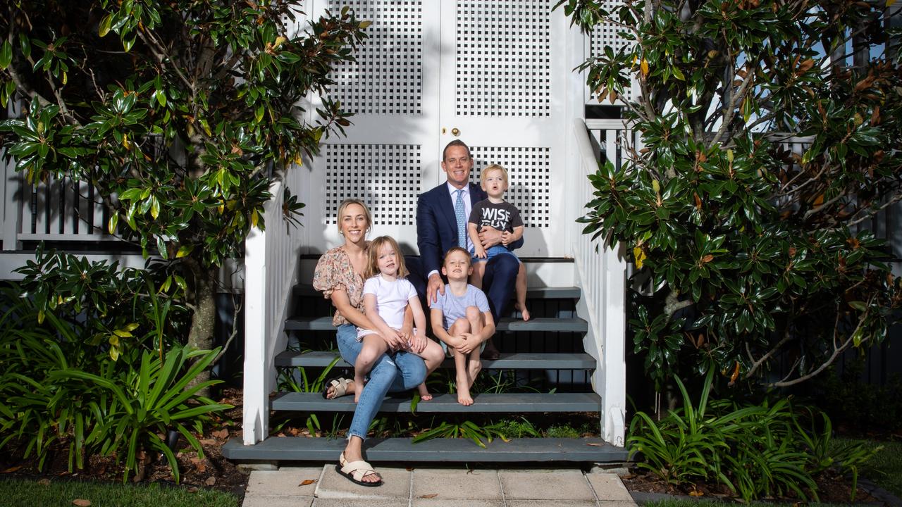 Matt Lancashire at home with his family. Picture: David Kelly