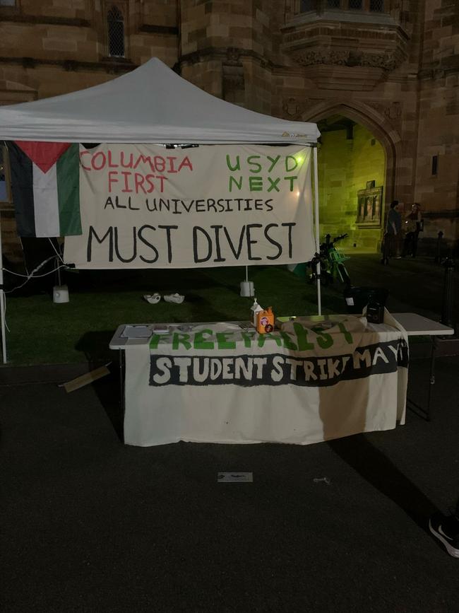 The pro-Palestine ‘encampment’ at the University of Sydney.