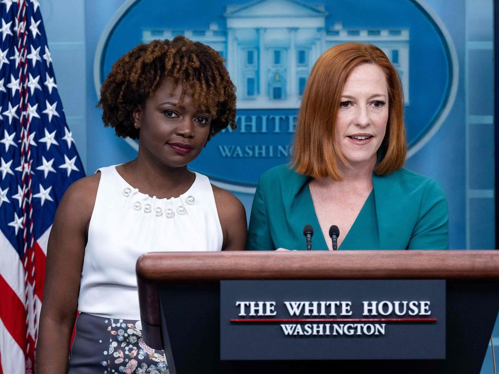 White House press secretary Jen Psaki and deputy Karine Jean-Pierre. Picture: Saul Loeb/AFP