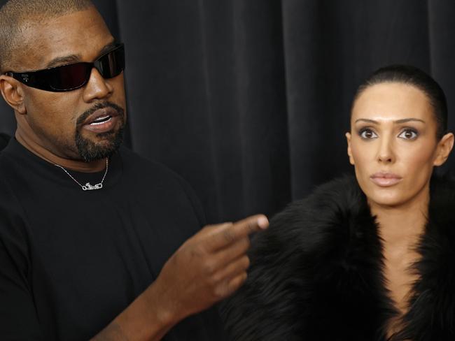 LOS ANGELES, CALIFORNIA - FEBRUARY 02: (FOR EDITORIAL USE ONLY) (L-R) Kanye West and Bianca Censori attend the 67th GRAMMY Awards on February 02, 2025 in Los Angeles, California. (Photo by Frazer Harrison/Getty Images)