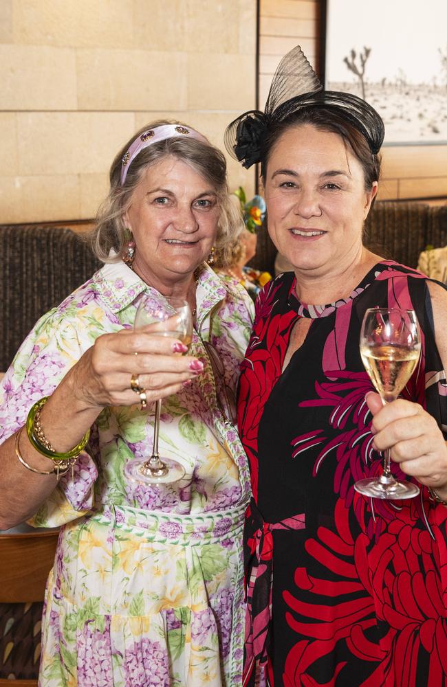 Rosemary Laughren (left) and Donna Shaw-Morely at Fitzy's Melbourne Cup Party, Tuesday, November 5, 2024. Picture: Kevin Farmer