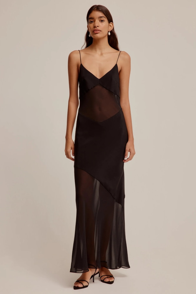 <h3><a href="https://venroy.com.au/woman" target="_blank" rel="nofollow noopener">Venroy</a></h3><p>It is even spring if you don&rsquo;t wear a slip dress? Sport the flattering silhouette with this delicate, sheer-panelled number from Venroy.</p><p><b>Length:</b> Midi |<b> Material:</b> 100 per cent silk | <b>Delivery: </b>Free shipping</p><p><b>SHOP NOW: </b>Sheer panelled silk slip dress, $380 from <a href="https://venroy.com.au/products/sheer-panelled-silk-slip-dress-mulberry" target="_blank" rel="nofollow noopener"><b>Venroy</b></a></p><p><a href="https://www.newsletters.news.com.au/vogue"><i>Sign up to the Vogue newsletter</i></a></p>