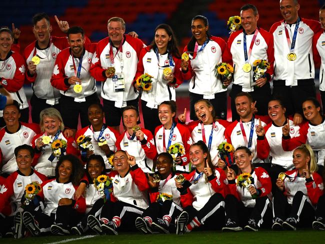 After gold at the Tokyo Olympics, Canada’s women’s football team has gone on strike to protest inequality and lack of funding. Picture: Loic Venance/AFP