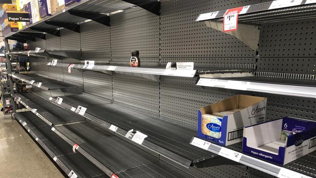 Empty shelves at Woolworths in Port Augusta. Picture: Daniel Stringer