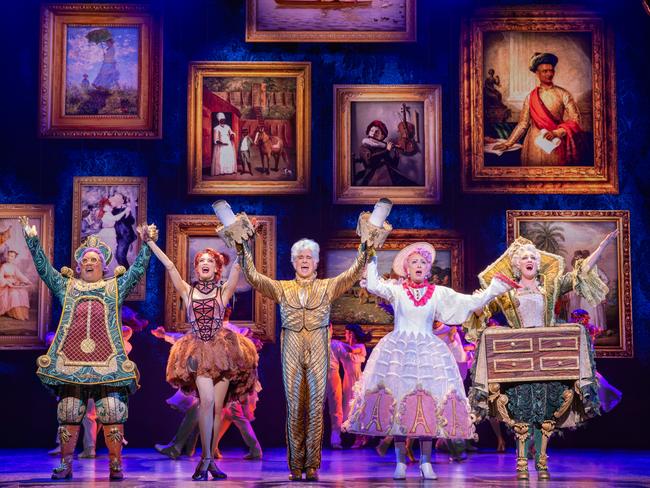 Gareth Jacobs, Hayley Martin, Rohan Browne, Jayde Westaby and Alana Tranter in Disney's Beauty and The Beast the Musical. Picture: Daniel Boud