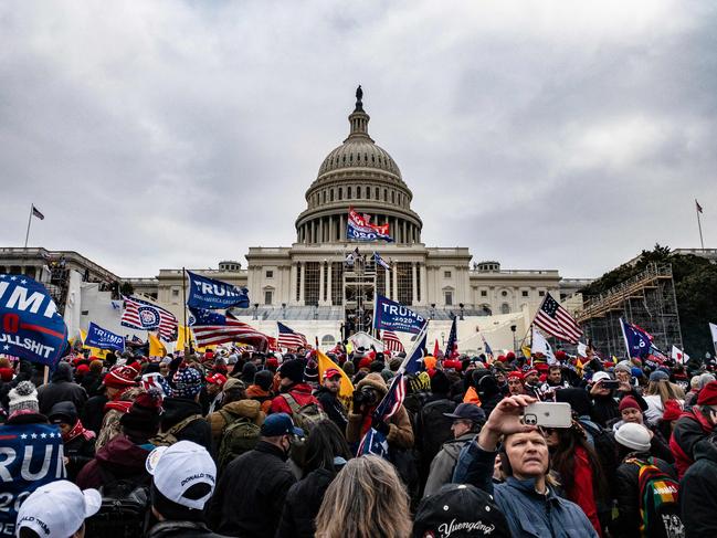 Pro-Trump supporters prepare to storm the US Capitol on January 6, 2021. Picture: Getty Images