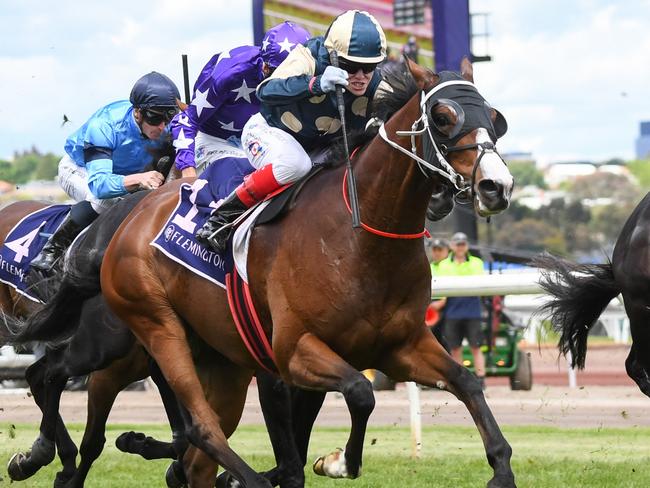 Soulcombe (GB) ridden by Craig Williams wins the Queen's Cup at Flemington Racecourse on November 05, 2022 in Flemington, Australia. (Photo by Pat Scala/Racing Photos via Getty Images)