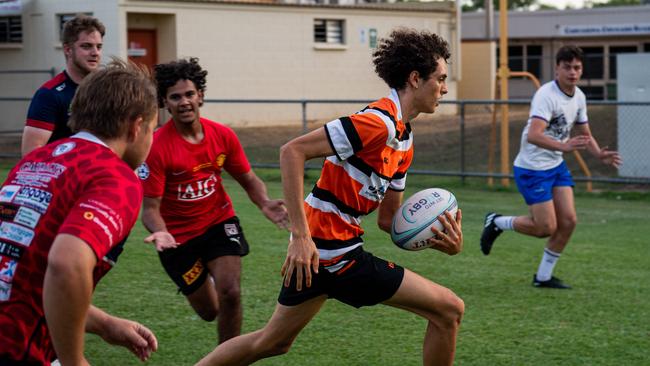 Tomasi Eaton as NT rugby juniors training at Rugby Park ahead of selection into the representative squads. Picture: Pema Tamang Pakhrin