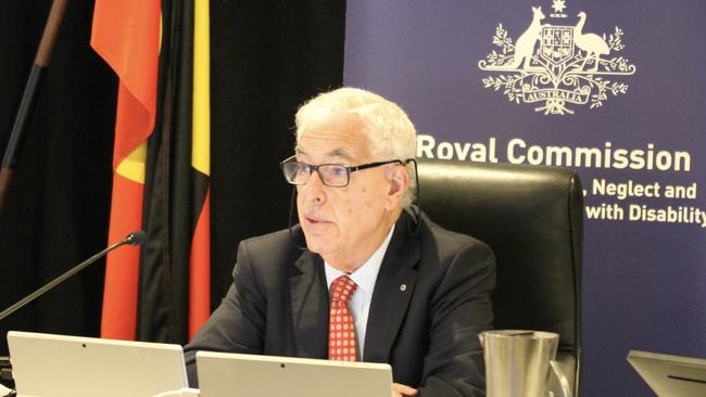 Chair Honourable Ronald Sackville AO QC speaking at the Royal Commission into Violence, Abuse, Neglect and Exploitation of People with Disability on Monday. Picture: Provided by the Royal Commission.