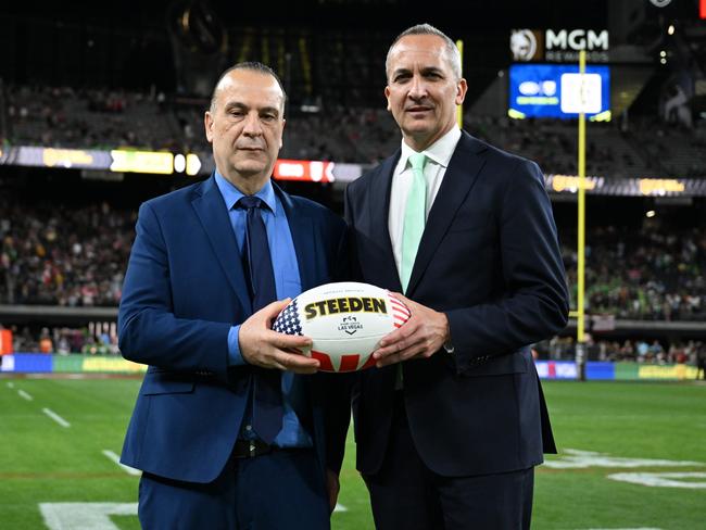 ARLC chairman Peter V'landys and NRL CEO Andrew Abdo in Las Vegas.