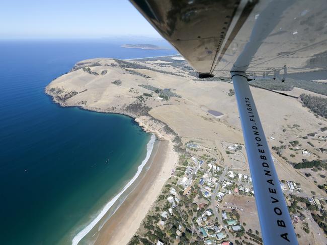 Generic aerial view of Clifton Beach from the air. Above and Beyond Tasmanian Seaplanes. Port Arthur – Three Capes Panorama scenic flight. Picture: PATRICK GEE