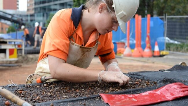 Sifting through the underfloor deposits of archaeological remains at Edgeworth House.