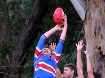 Chris Jones flies for a mark for South Croydon in the Eastern Football League (EFL). Picture: Steve Bibby