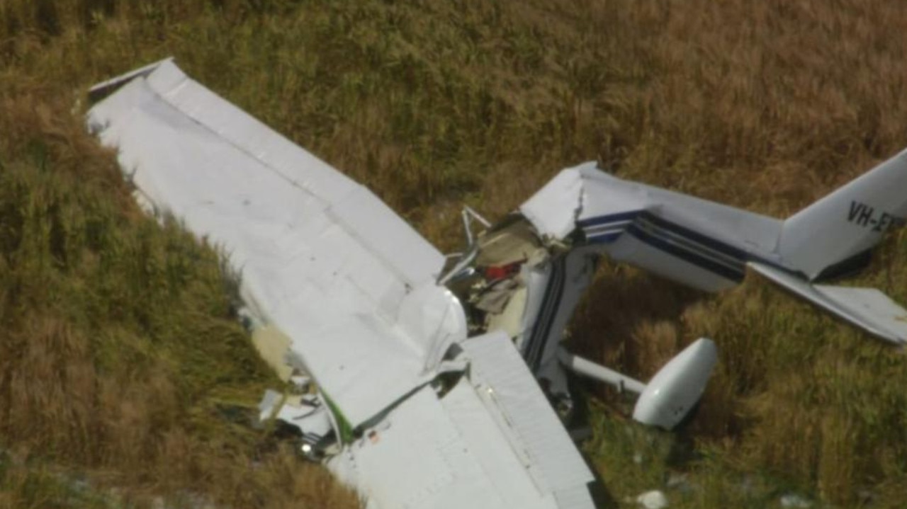 A crashed plane at the in airfield in Parwan, near Bacchus Marsh. Picture: 7News