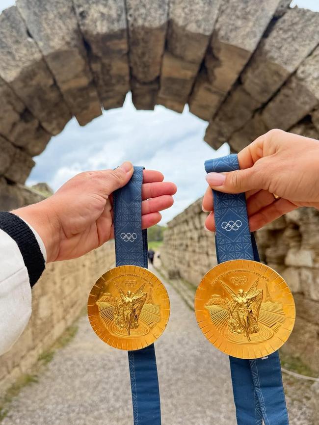 The Paris Olympic gold medals on display. Picture: Instagram