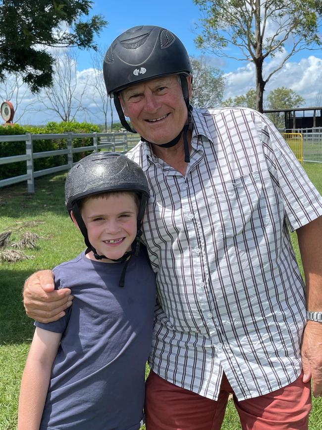 Mr Boland, pictured with grandson Mason, accessed a drug used in the world-first clinical trial.