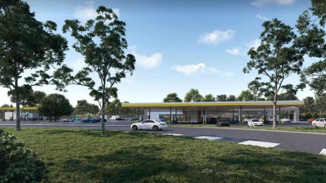 An artist's impression of the 24-hour service centre planned for New Italy, on the Pacific Highway.