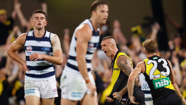 Geelong players were powerless to stop another Dustin Martin masterclass.