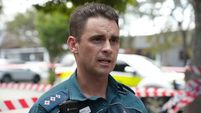 Queensland Ambulance Service senior operations supervisor Mitch Ware at the accident scene on the day. Picture: Charlton Hart