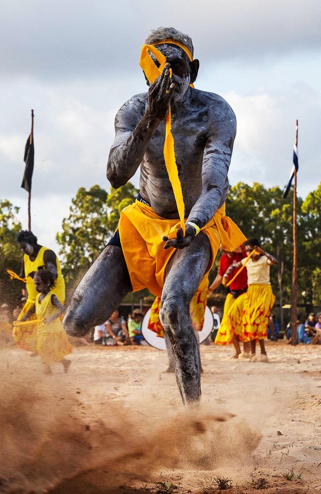 Gumatj Yellow Tribe presents evening Bungul at the Garma Festival. Picture: Pema Tamang Pakhrin
