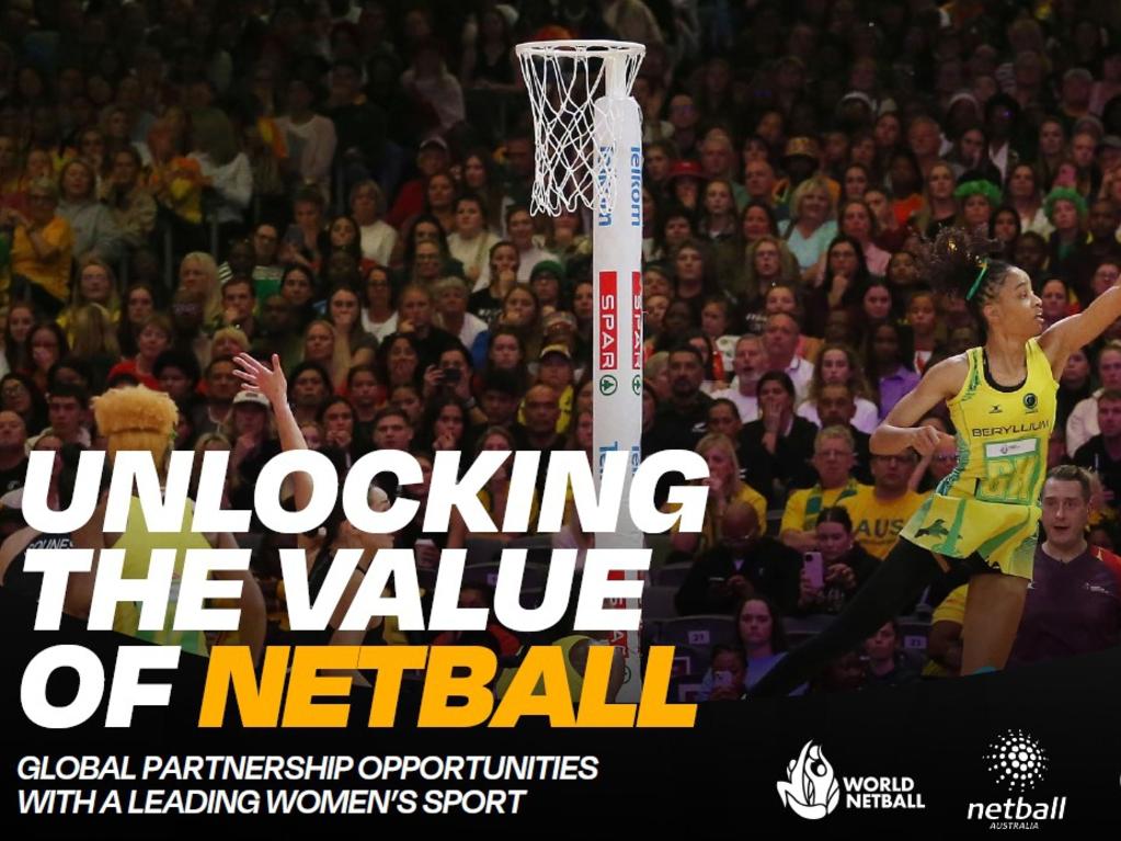 Prospectus to interested investors and broadcast partners from World Netball, Netball Australia, Netball England and Netball New Zealand. Picture: Supplied