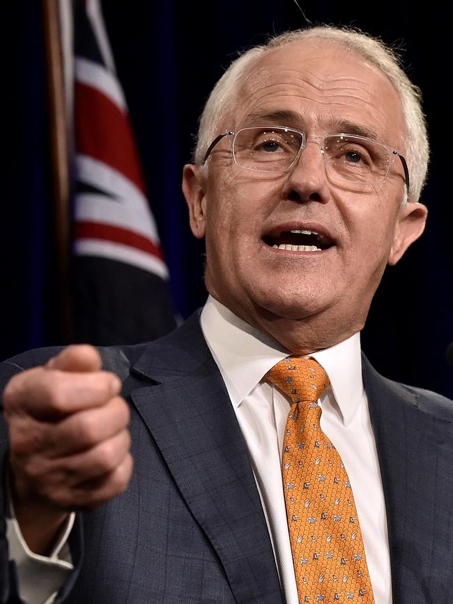 Malcolm Turnbull speaks on election night. Picture: Jason Edwards