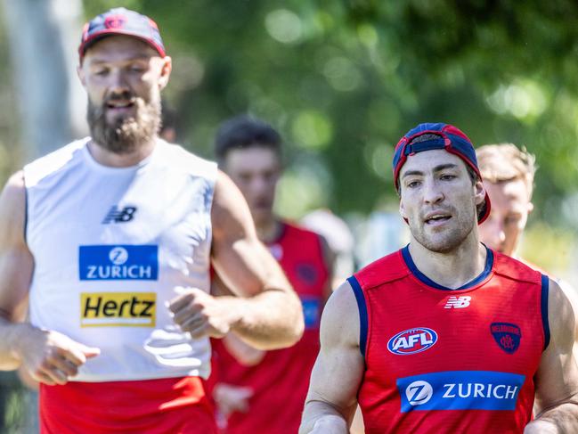 Demons training. Max Gawn and Jack Viney. Picture: Jake Nowakowski