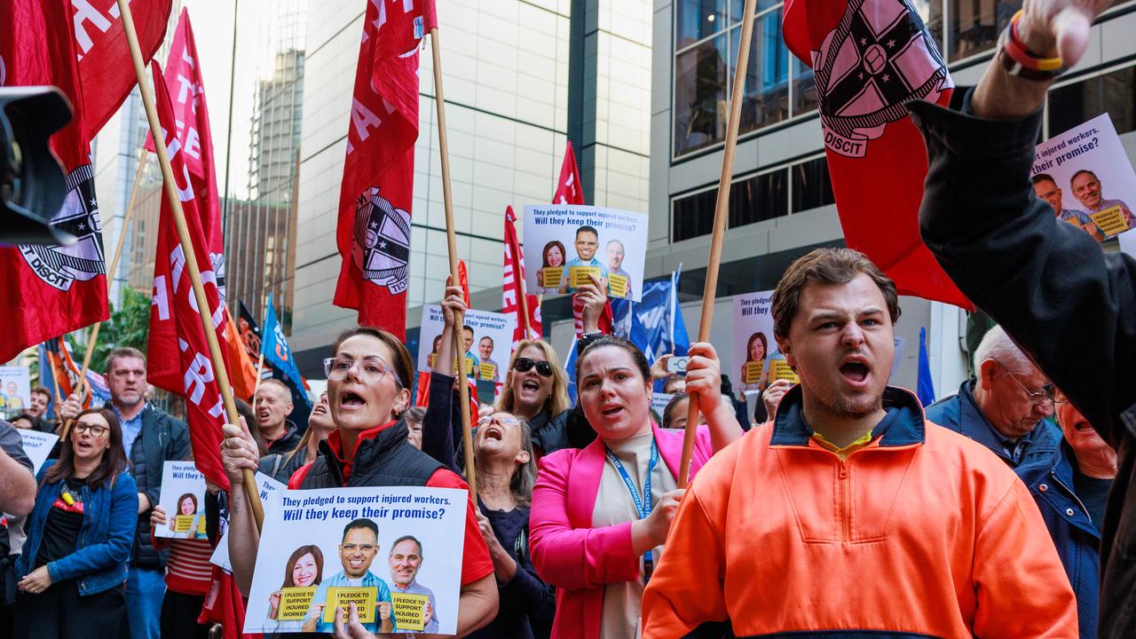 Union members descended on Martin Place. Picture: Justin Lloyd.