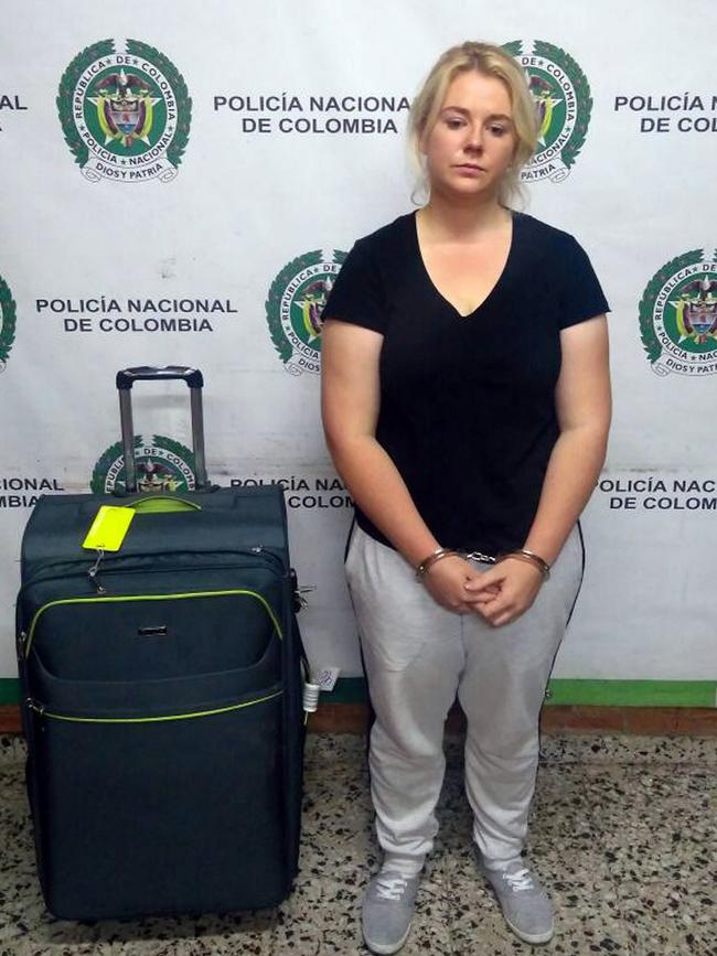 Cassie Sainsbury was caught with 5.8 kilos of cocaine at the International Airport the Dorado, in Bogota, Colombia, on 11 April 2017. EPA/Col Anti-narcotics Police