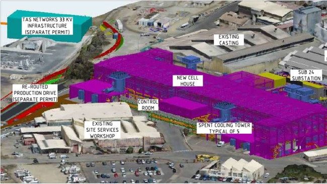 An isometric diagram showing the new cell house at Nyrstar's zinc works in Hobart.