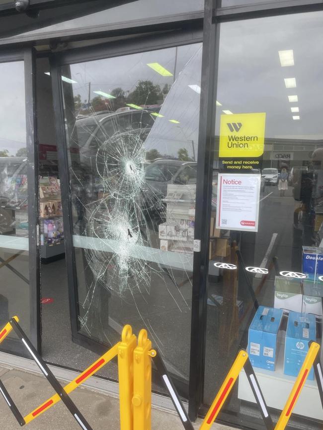 The glass front doors of Red Hill Rockhampton Post Shop were smashed during a break and enter on July 4 at 2.20am. Contributed: Frazer Pearce