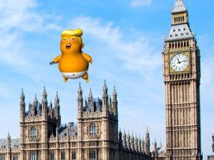 The Trump baby blimp over Westminster. Picture: Crowdfunder UK.