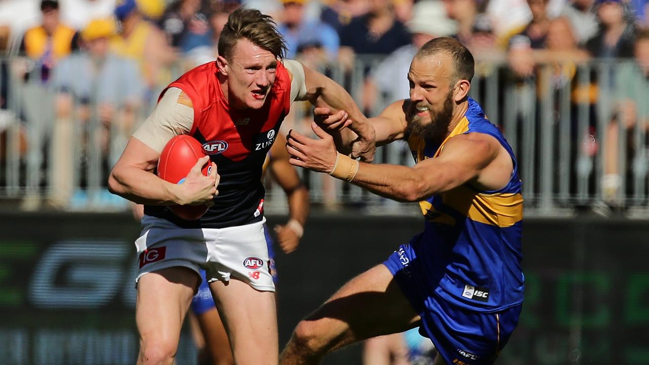 Sydney is targeting Melbourne’s Aaron vandenBerg. (Photo by Will Russell/AFL Media/Getty Images)