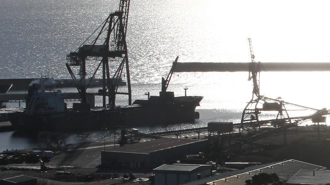 A container ship at the Port of Burnie, Tasmania