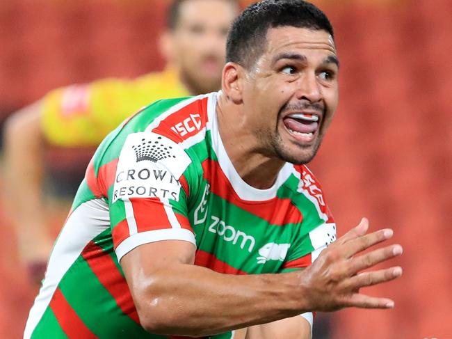 Cody Walker In action during the Round 2 NRL game between the Brisbane Broncos and the South Sydney Rabbitohs at Suncorp Stadium, Brisbane. Pics Adam Head