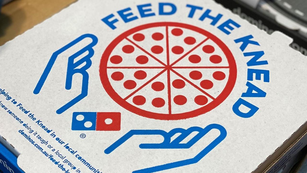 Domino’s has delivered more than 16,000 meals over the past year to people doing it tough, including Centrelink queues, and also fed frontline workers. Picture: Domino's Pizza via NCA NewsWire