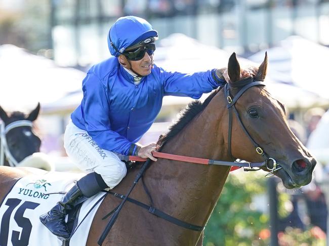 In Secret ridden by Dean Holland returns to the mounting yard after winning the Yulong Stud Newmarket Handicap at Flemington Racecourse on March 11, 2023 in Melbourne, Australia. (Photo by Scott Barbour/Racing Photos via Getty Images)