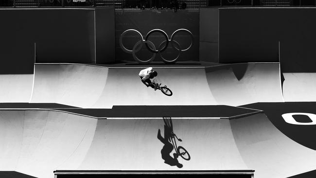 Japan’s Rim Nakamura in action during the BMX freestyle men’s finals at the Ariake Urban Sports Park in Tokyo. Picture: Alex Coppel