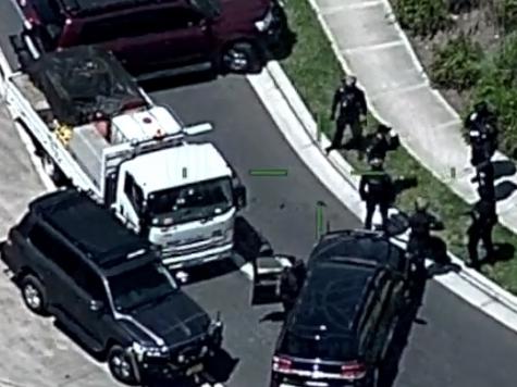 Many police officers successfully corner the man in the truck. Picture: NSW Police