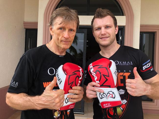 Glenn Rushton and Jeff Horn outside the Stretton Boxing Club.